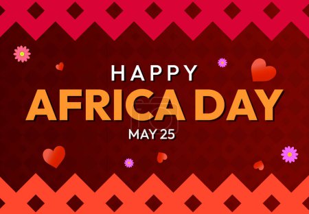 El 25 de mayo se celebra como el Día de África, colorido diseño en estilo fronterizo con texto de saludos en el centro.
