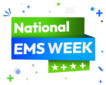 National EMS Week Wallpaper with stars and typography inside boxes. Emergency Medical services backdrop.
