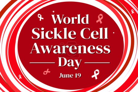 World Sickle Cell Awareness Day Hintergrunddesign mit Bändern und Typografie. Tag wird begangen, um das Bewusstsein für Sichelzelle zu verbreiten, Hintergrund