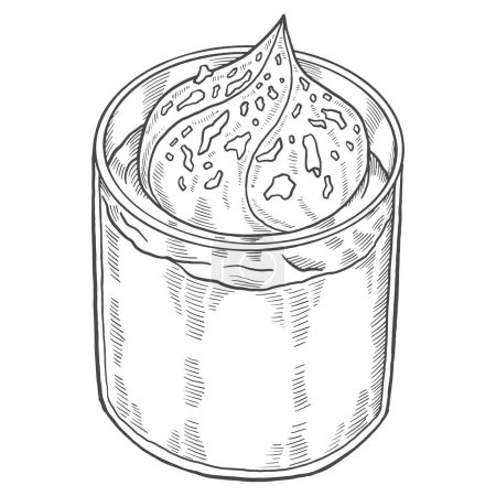 chocolate mousse dessert snack isolated doodle hand drawn sketch with outline style vector illustration
