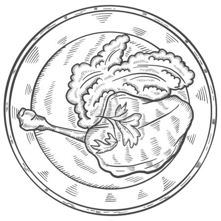 Ilustración de Pato confit francia comida cocina aislado garabato dibujado a mano boceto con esquema estilo vector ilustración - Imagen libre de derechos
