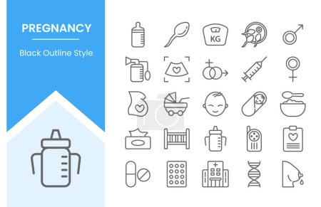 Illustration for Pregnancy icon set collection pack with outline or line style vector illustration - Royalty Free Image