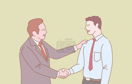 Illustration for Businessman employee get appreciation from boss leader with outline or line and clean simple people style vector illustration - Royalty Free Image