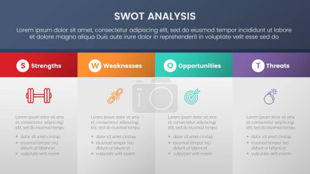 Illustration for Swot analysis concept with big box table information for infographic template banner with four point list information vector - Royalty Free Image