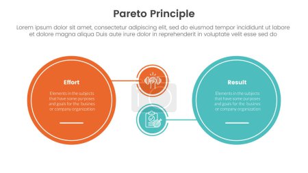 pareto principle comparison or versus concept for infographic template banner with big circle and small linked with two point list information vector