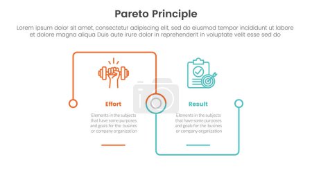 pareto principle comparison or versus concept for infographic template banner with square outline linked connection square base with two point list information vector