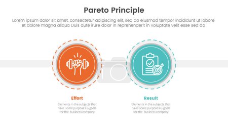 pareto principle comparison or versus concept for infographic template banner with big circle and outline style dotted with two point list information vector