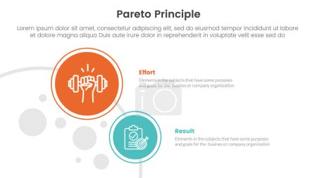 pareto principle comparison or versus concept for infographic template banner with big and small circle on left column with two point list information vector