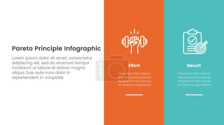 pareto principle comparison or versus concept for infographic template banner with big column banner on right layout with two point list information vector