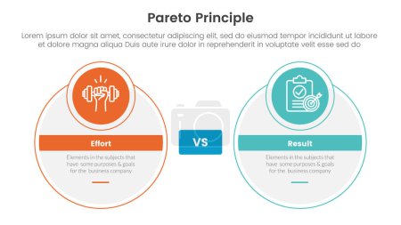 pareto principle comparison or versus concept for infographic template banner with big circle and small circle badge with two point list information vector