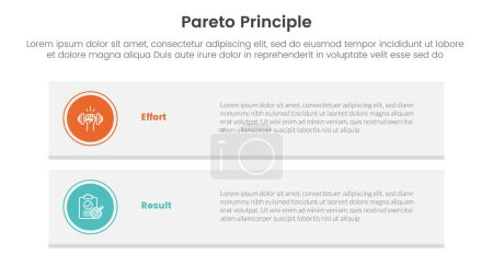 Vergleich des Pareto-Prinzips oder Konzept für ein Banner mit Infografik-Vorlage mit langem Rechteck-Feld vertikal mit Zwei-Punkt-Liste-Informationsvektor
