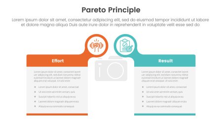 pareto principle comparison or versus concept for infographic template banner with big box table with bubble circle header badge with two point list information vector