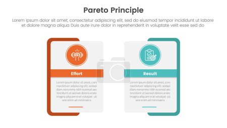 pareto principle comparison or versus concept for infographic template banner with rectangle shape bold outline and circle badge with two point list information vector