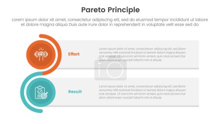 pareto principle comparison or versus concept for infographic template banner with rectangle box stack and circle wave with two point list information vector