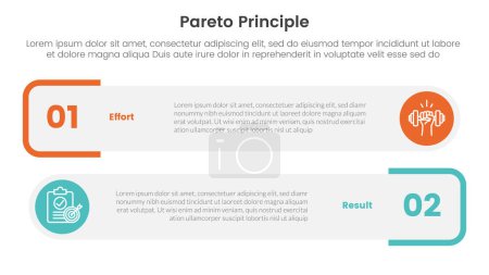 pareto principle comparison or versus concept for infographic template banner with round rectangle box stack with two point list information vector