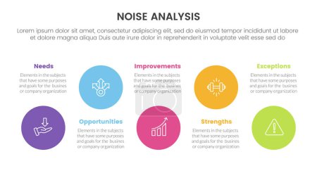 Illustration for Noise business strategic infographic with big circle timeline ups and down with 5 points for slide presentation vector - Royalty Free Image