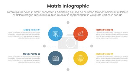 matrix structure model template for infographic template banner with circle icon and dashed line divider with 4 point stage list vector