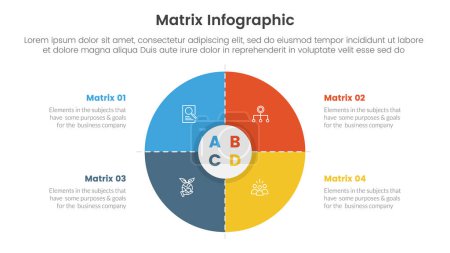 matrix structure model template for infographic template banner with big circle and dotted line with 4 point stage list vector