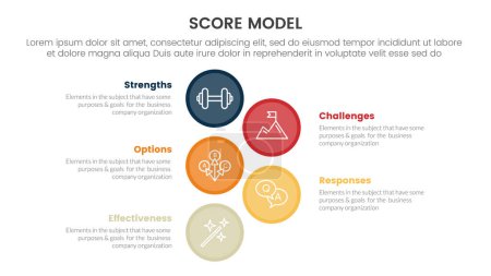 score business assessment infographic with big circle vertical with 5 points for slide presentation template vector