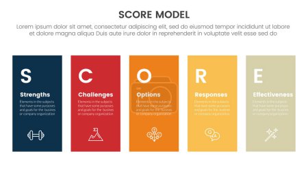 score business assessment infographic with height rectangle shape balance with 5 points for slide presentation template vector