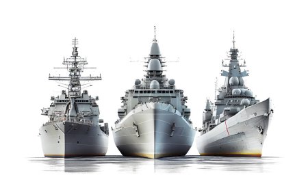 Photo for 3d render of a warships isolated on white background - Royalty Free Image