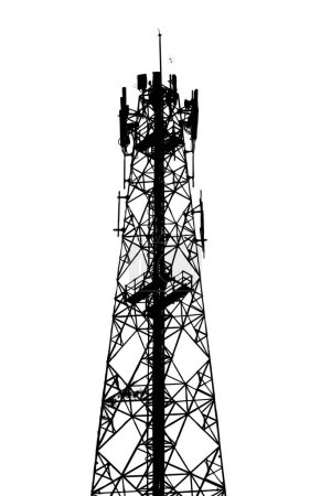 Telecommunication tower with antennas. antenna on a sky. tower with antennas. phone antenna.