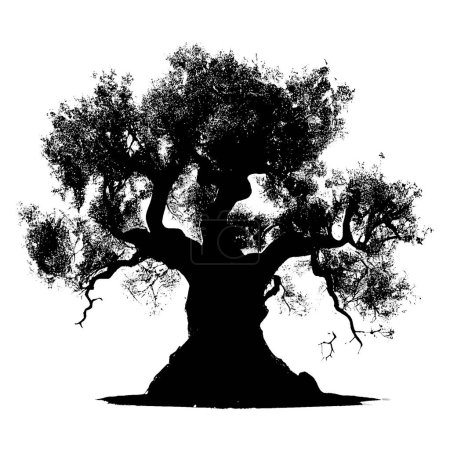 Photo for Black silhouette of baobab trees  on white background - Royalty Free Image