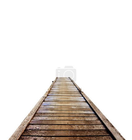 Foto de Viejo puente de madera sobre fondo de color con camino de recorte fácil de trabajar en el proyecto - Imagen libre de derechos