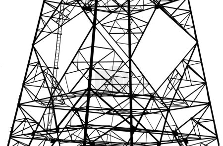 Foto de Silueta de torres de transmisión de alto voltaje sobre fondo blanco con trayectoria de recorte - Imagen libre de derechos