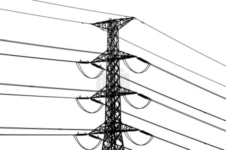 Photo for Silhouette of high voltage transmission towers on white background with clipping path - Royalty Free Image