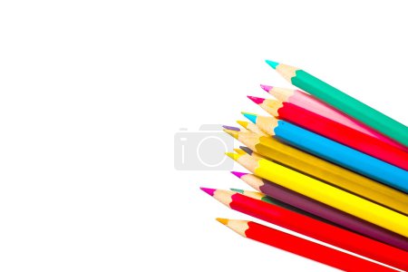 Téléchargez les photos : Colored pencils for students to use in school or professional. picture for school background There is space for content. - en image libre de droit