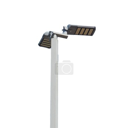 Foto de Polo eléctrico que proporciona luz por la noche usando energía del sol durante el día sobre un fondo blanco - Imagen libre de derechos