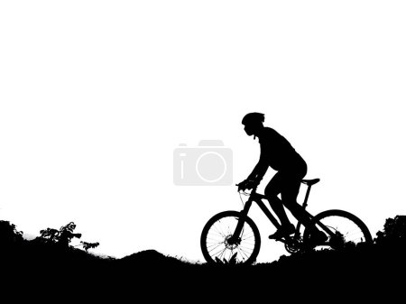 Téléchargez les photos : Silhouette de l'homme à vélo sur la piste de montagne - en image libre de droit