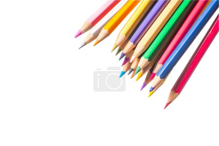 Photo for Color pencils on white background with copyspace. - Royalty Free Image
