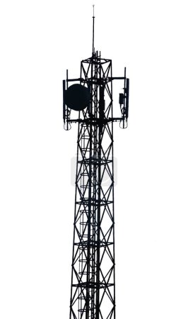Téléchargez les photos : Tour de communication réseau isolée sur fond blanc - en image libre de droit
