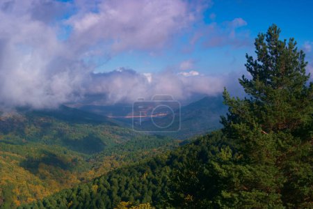 Photo for Landscape view mountains sky clouds trees outdoor nature - Royalty Free Image