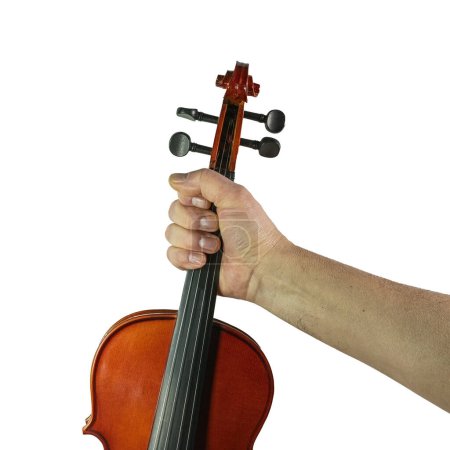 Téléchargez les photos : Un violon à la main sur fond transparent - en image libre de droit