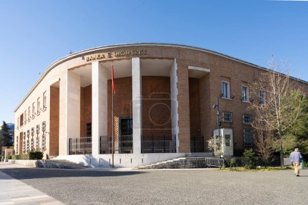 Photo for Tirana, Albania. March 2023.  the palace of the Albanian central bank in the city center - Royalty Free Image
