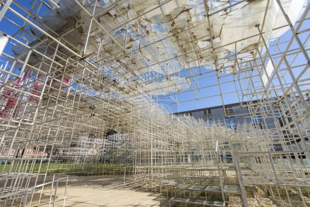 Photo for Tirana, Albania. March 2023. Reja (the Cloud) is a modern art installation designed by the Japanese architect: Sou Fujimoto - Royalty Free Image