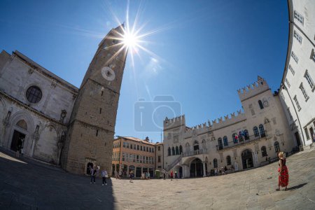 Photo for Koper, Slovenia. July 2, 2023. Fish eye view of  Titov square in the city center - Royalty Free Image