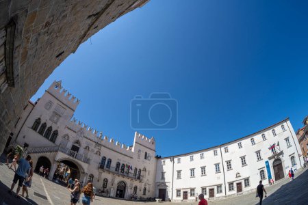Photo for Koper, Slovenia. July 2, 2023. Fish eye view of  Titov square in the city center - Royalty Free Image