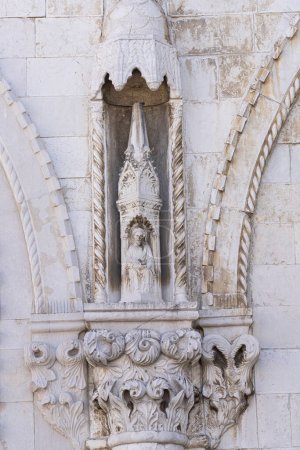 Photo for Koper, Slovenia. July 2, 2023. Detail of the decorations on the facade of the Cathedral of the Assunta and San Nazario in the city centre - Royalty Free Image