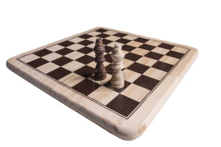 Photo for Chessmen arranged on a chessboard on a transparent background - Royalty Free Image