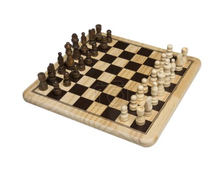 Photo for Chessmen arranged on a chessboard on a transparent background - Royalty Free Image