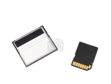 a CF card and an SD card on a transparent background