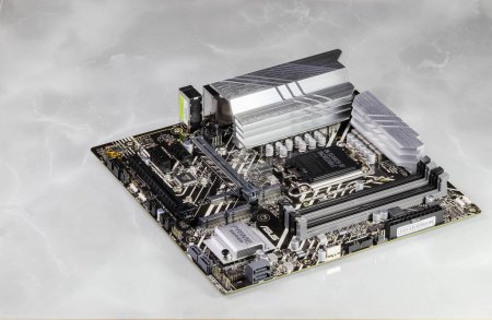 Photo for The modern computer motherboard, Ready for install CPU, memory, heatsink and other peripheral for run process. - Royalty Free Image
