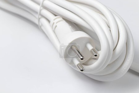Photo for 3 pin power cord type o for computer and electrical appliance, Electrical plugs, power plugs isolated on white background. - Royalty Free Image