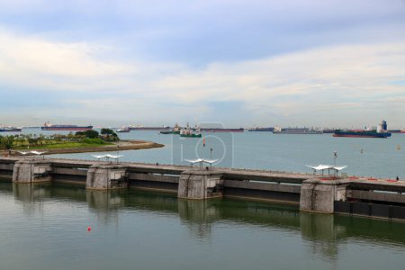 The Marina Barrage, a dam across the mouth of the Marina Channel to form The Marina Reservoir.