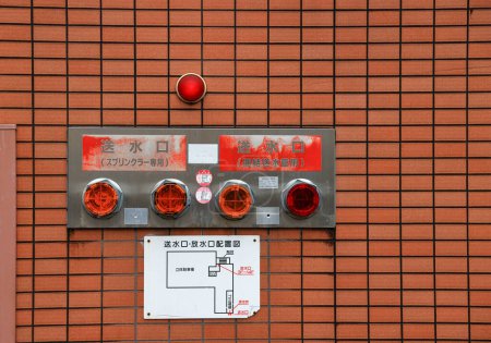 Trockene Standrohrausgänge, Hydrantenanschluss Einlassventil, das im Notfall zum Anschluss der Wasserleitung an das Feuerwehrpumpsystem verwendet wird.