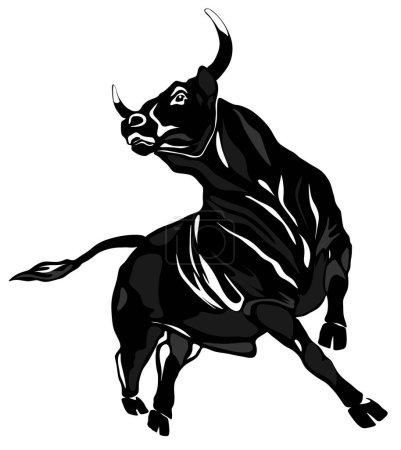 Téléchargez les photos : Taureau noir sur fond blanc - en image libre de droit